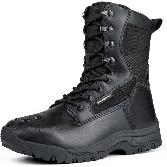 ⚡ Men's Dark Black Combat Suede Leather Lightweight Military Work Desert Boot - Picture 1 of 7